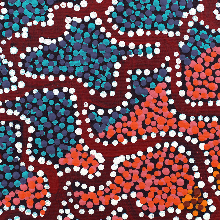 Aboriginal Artwork by Clarissa Nangala Williams, Ngapa Jukurrpa (Water Dreaming) - Puyurru, 30x30cm
