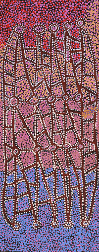 Aboriginal Artwork by Clarissa Nangala Williams, Ngapa Jukurrpa (Water Dreaming) - Puyurru, 122x46cm