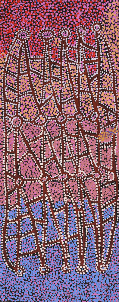 Aboriginal Artwork by Clarissa Nangala Williams, Ngapa Jukurrpa (Water Dreaming) - Puyurru, 122x46cm