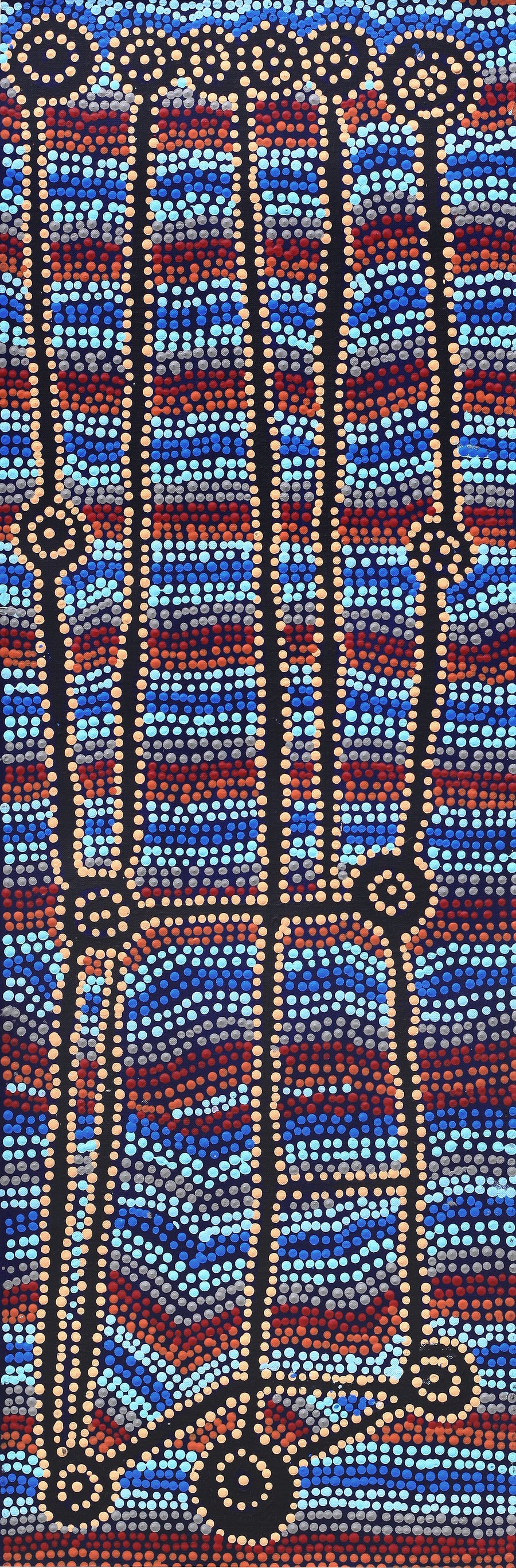 Aboriginal Artwork by Clarissa Nangala Williams, Ngapa Jukurrpa (Water Dreaming) - Puyurru, 91x30cm