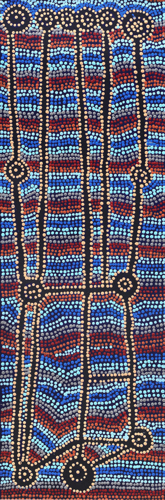 Aboriginal Artwork by Clarissa Nangala Williams, Ngapa Jukurrpa (Water Dreaming) - Puyurru, 91x30cm