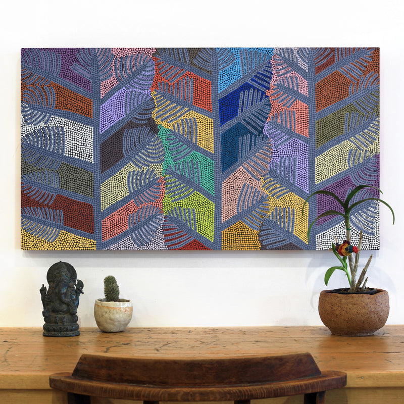 Aboriginal Artwork by Colleen Kantawarra, Yultukunpa - Honey Grevillea, 90x50cm