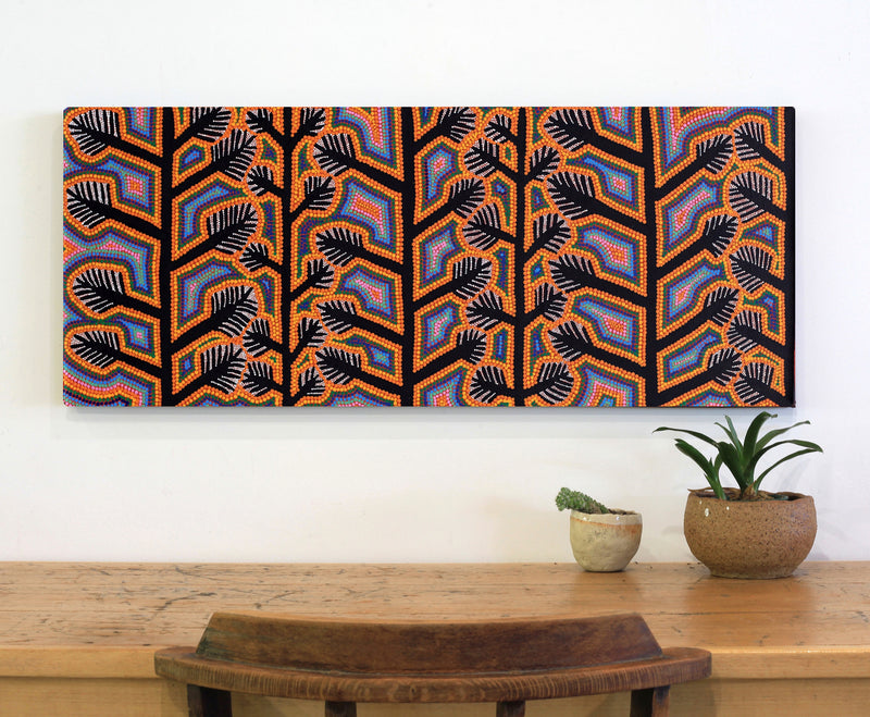 Aboriginal Artwork by Colleen Kantawarra, Yultukunpa - Honey Grevillea, 100x40cm