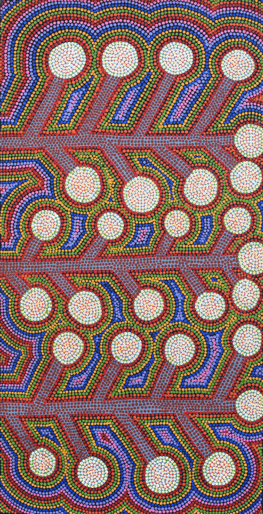 Aboriginal Artwork by Colleen Kantawarra, Yultukunpa - Honey Grevillea, 80x40cm