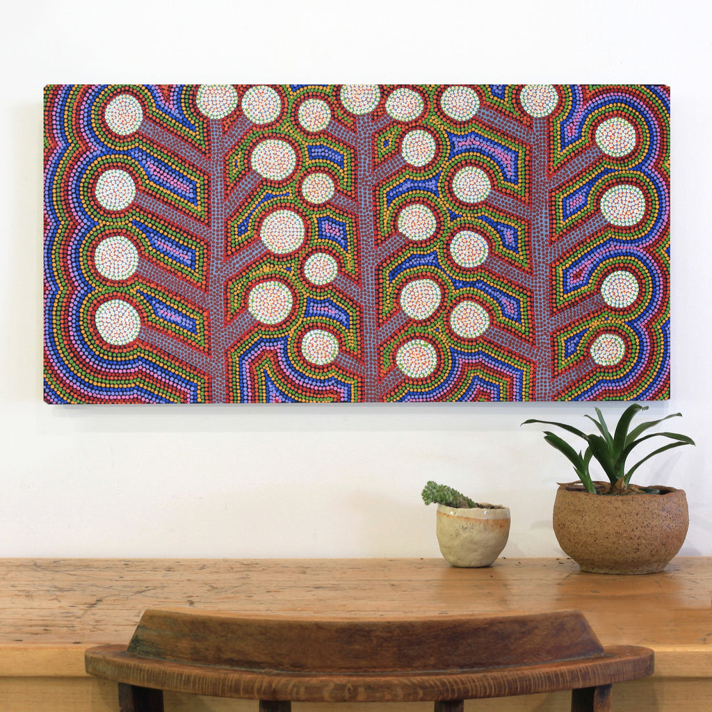Aboriginal Artwork by Colleen Kantawarra, Yultukunpa - Honey Grevillea, 80x40cm