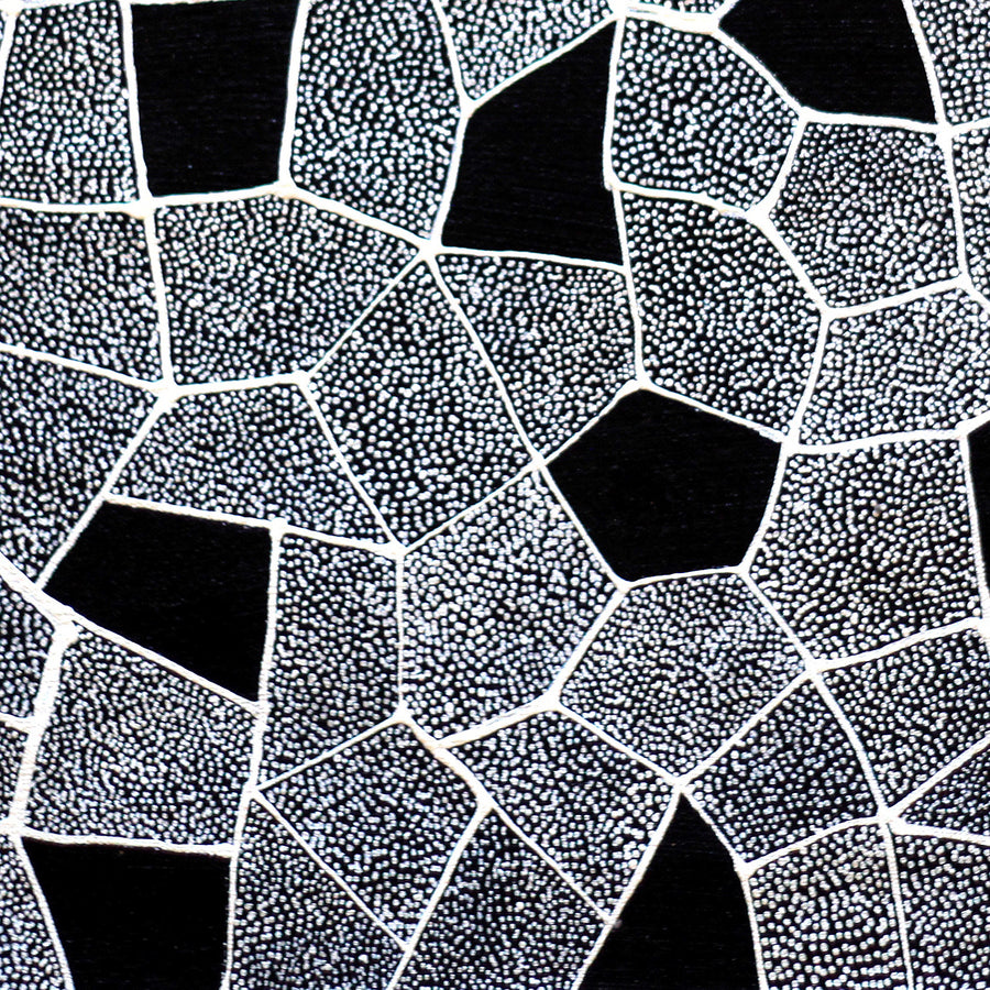 Aboriginal Artwork by Corinne Nampijinpa Ryan, Ngalyarrpa manu Puluku Jukurrpa, 46x46cm