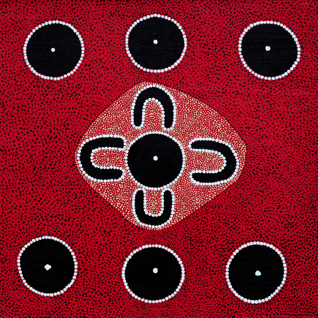 Aboriginal Artwork by Cornelius Jungarrayi Spencer, Karnta Jukurrpa (Womens Dreaming), 46x46cm