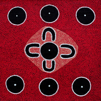 Aboriginal Artwork by Cornelius Jungarrayi Spencer, Karnta Jukurrpa (Womens Dreaming), 46x46cm