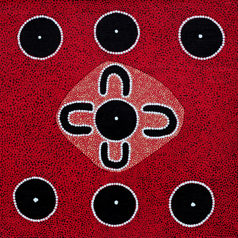 Aboriginal Artwork by Cornelius Jungarrayi Spencer, Karnta Jukurrpa (Womens Dreaming), 46x46cm