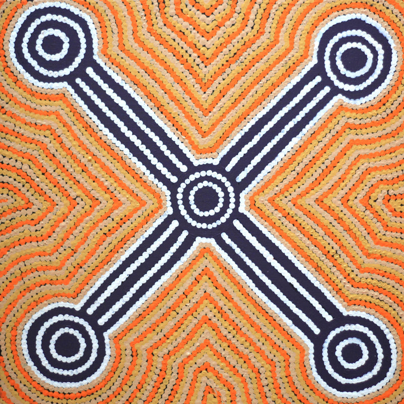 Aboriginal Artwork by Cornelius Jungarrayi Spencer, Wardapi Jukurrpa (Goanna Dreaming) - Yarripurlangu, 30x30cm
