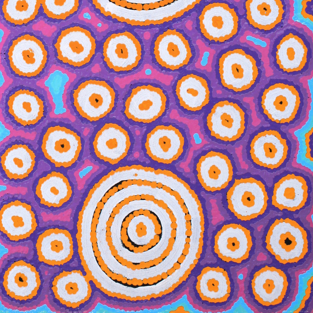 Aboriginal Artwork by Courtney Nampijinpa Patrick, Ngapa Jukurrpa (Water Dreaming) - Puyurru, 61x30cm