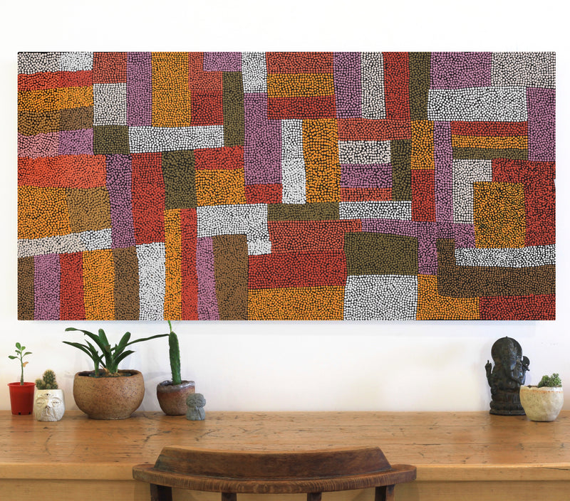 Aboriginal Artwork by Cynthia Nelson Creena, Walka Wiru Ngura Wiru, 122x61cm