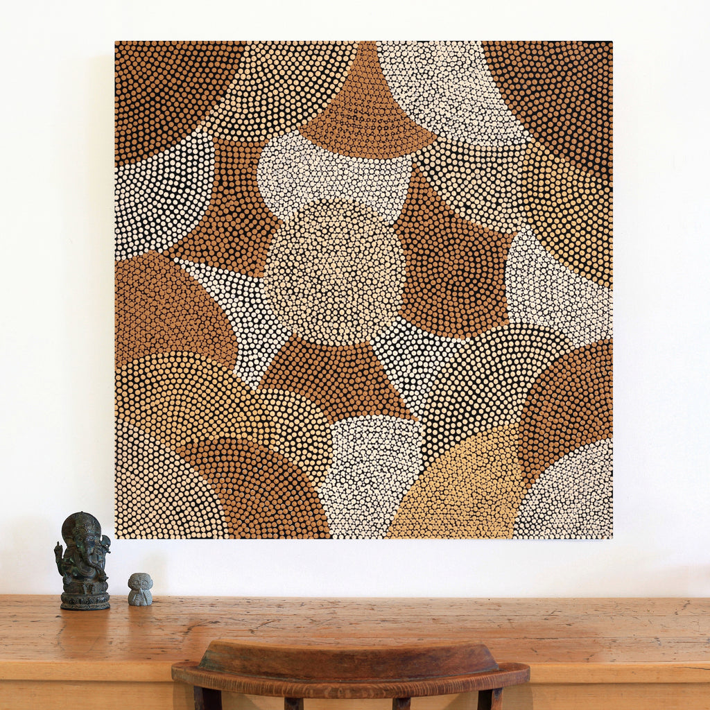 Aboriginal Artwork by Cynthia Thompson, My Mother's Spinifex Country, 91x91cm