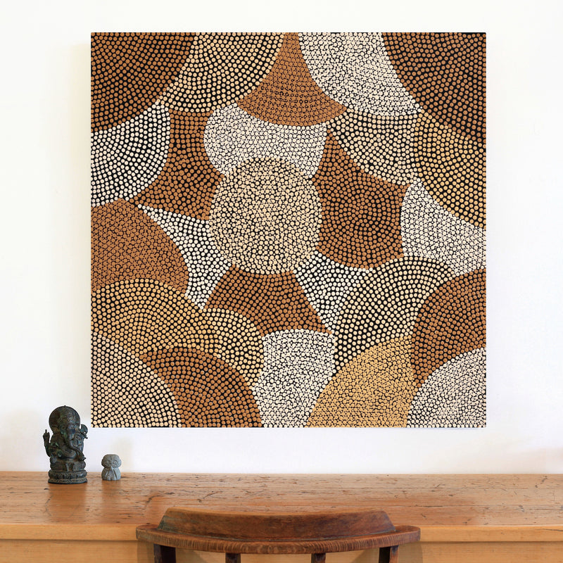 Aboriginal Artwork by Cynthia Thompson, My Mother's Spinifex Country, 91x91cm