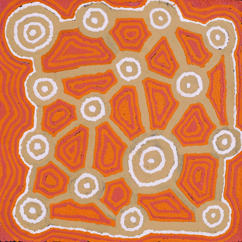 Aboriginal Artwork by Cynthia Nakamarra Wheeler, Yurrampi Jukurrpa (Honey Ant Dreaming), 46x46cm