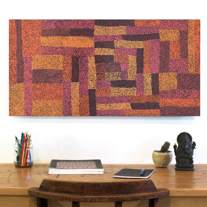 Aboriginal Artwork by Cynthia Nelson Creena, Walka Wiru Ngura Wiru, 91x45cm