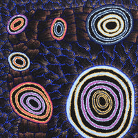 Aboriginal Artwork by Debbie Napaljarri Brown, Wanakiji Jukurrpa (Bush Tomato Dreaming), 91x91cm