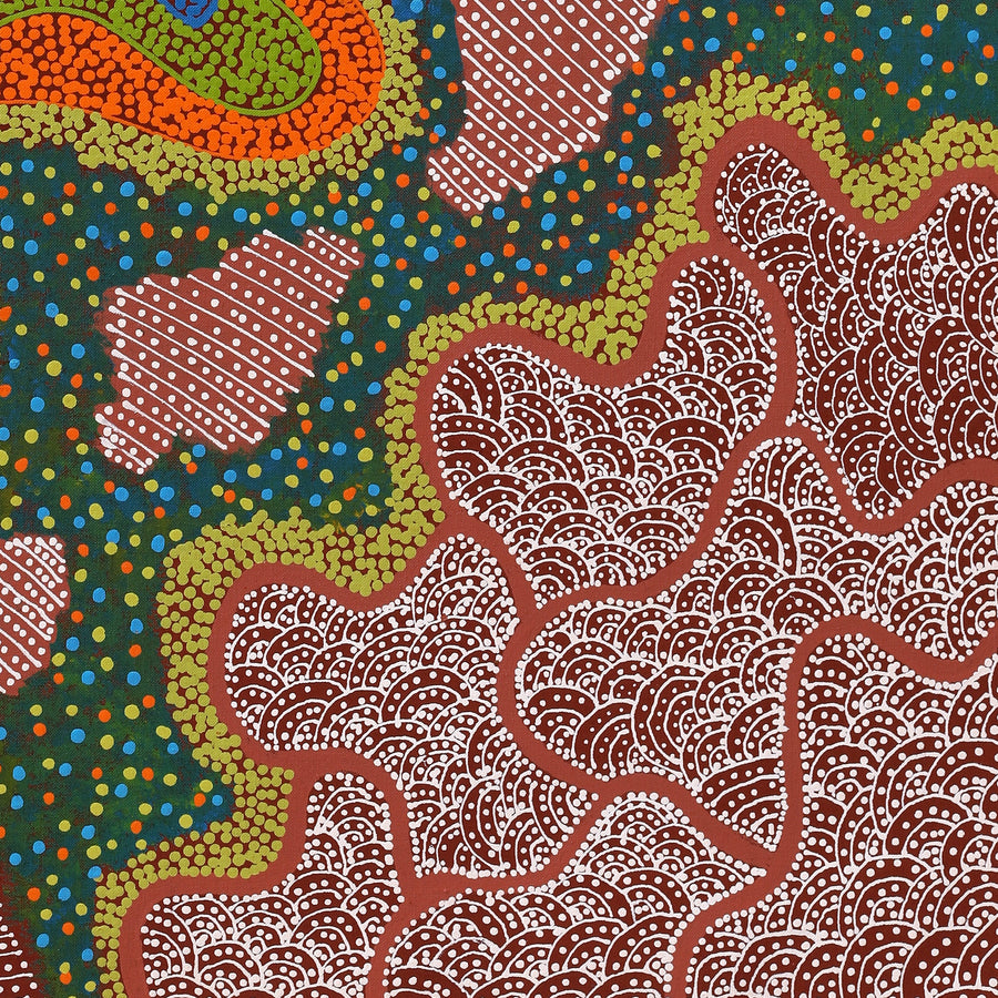 Aboriginal Artwork by Deborah Napaljarri Wayne, Yarungkanyi Jukurrpa (Mt Doreen Dreaming), 76x61cm
