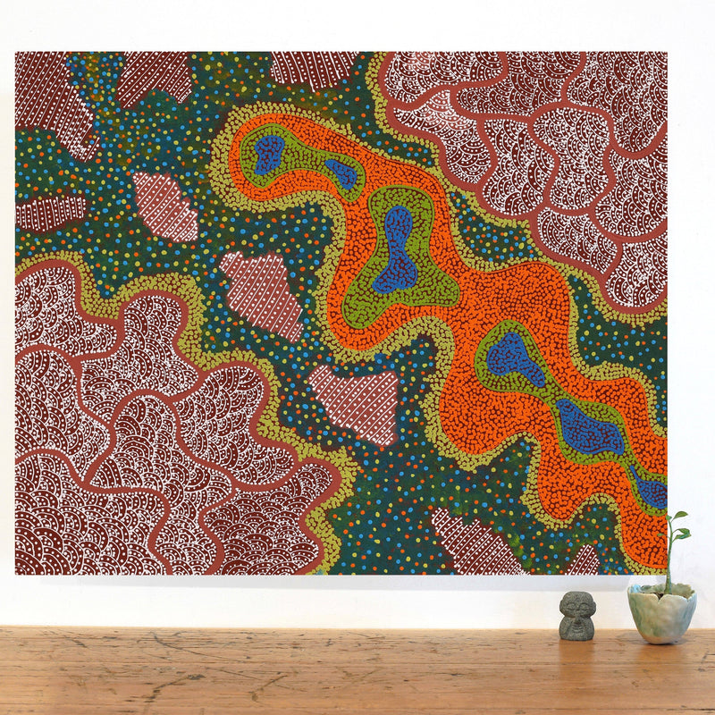 Aboriginal Artwork by Deborah Napaljarri Wayne, Yarungkanyi Jukurrpa (Mt Doreen Dreaming), 76x61cm