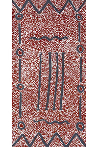 Aboriginal Artwork by Desmond Japangardi Williams, Ngapa Jukurrpa - Pirlinyarnu, 91x46cm