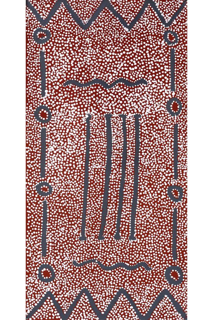 Aboriginal Artwork by Desmond Japangardi Williams, Ngapa Jukurrpa - Pirlinyarnu, 91x46cm - ART ARK®