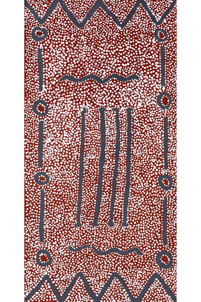 Aboriginal Artwork by Desmond Japangardi Williams, Ngapa Jukurrpa - Pirlinyarnu, 91x46cm