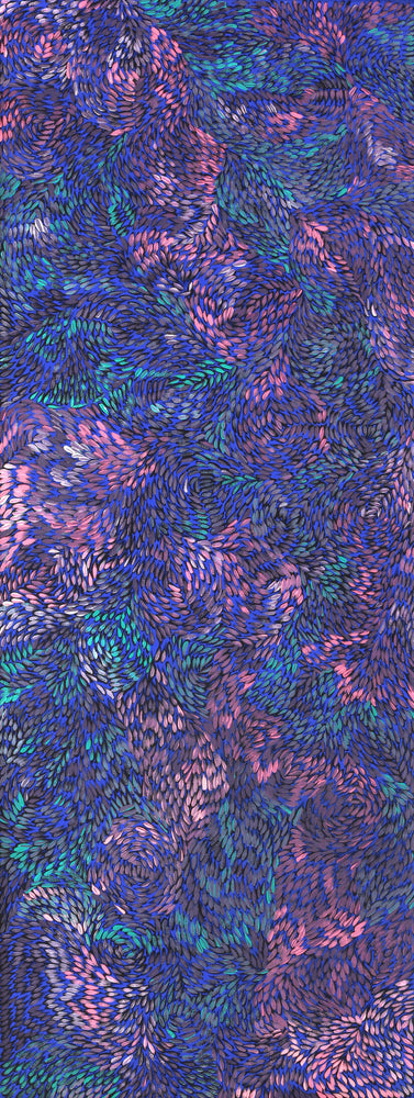 Aboriginal Artwork by Daphne Napurrula Marks, Yalka at Karrkurutinytja (Bush onion Dreaming at Lake Macdonald), 122x46cm
