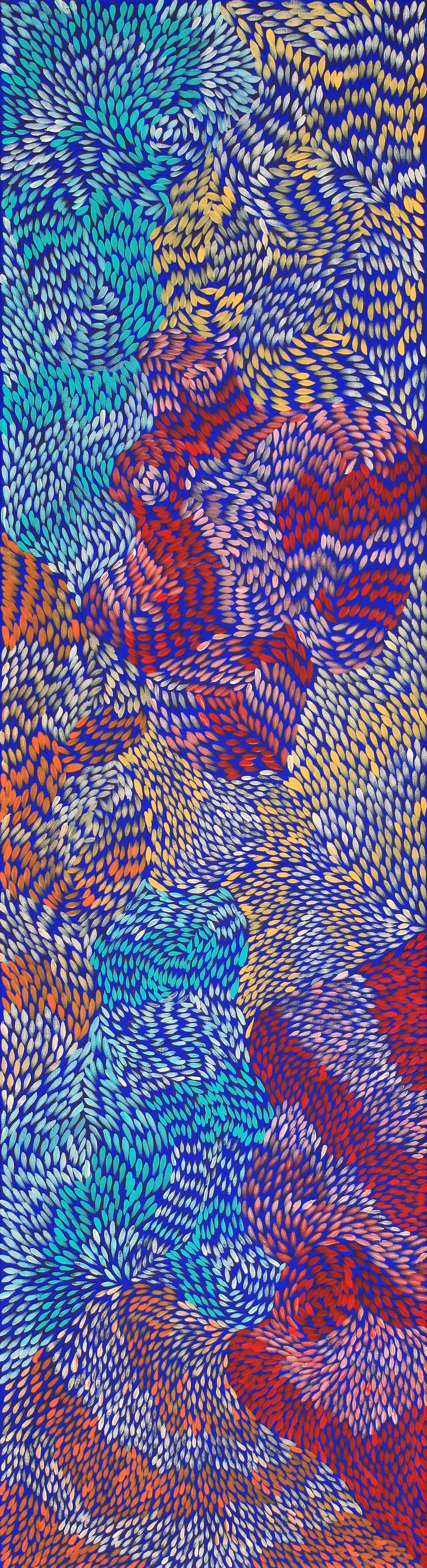 Aboriginal Artwork by Daphne Napurrula Marks, Yalka Dreaming (bush onion), 165x45cm