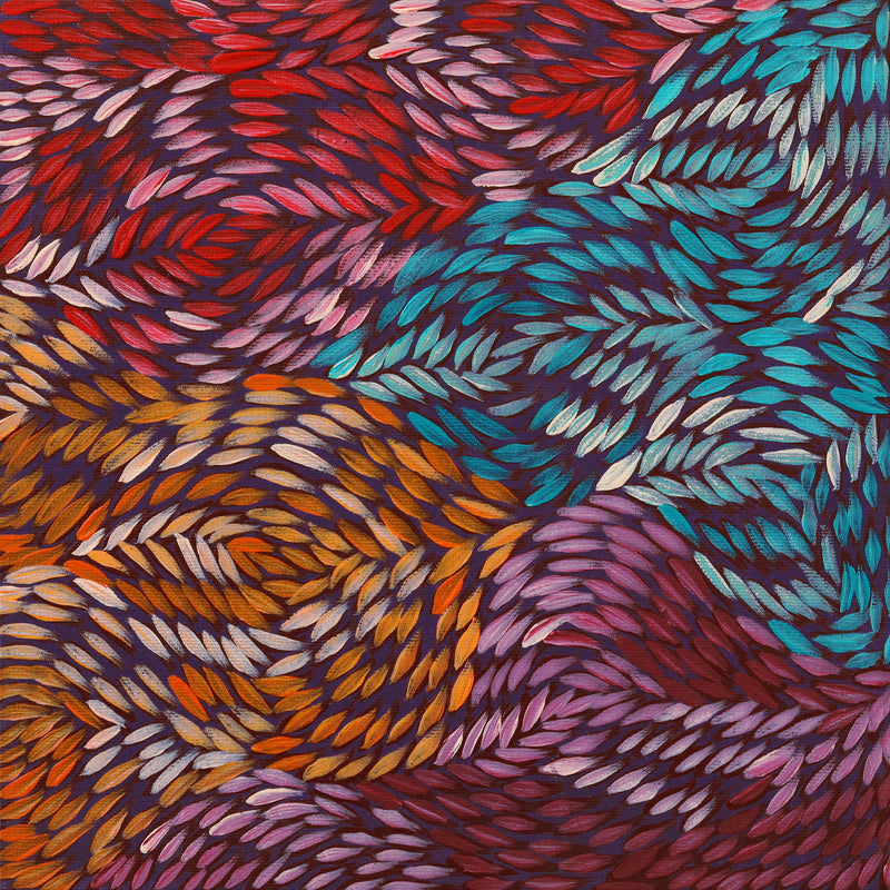 Aboriginal Artwork by Daphne Napurrula Marks, Yalka at Karrkurutinytja (Bush onion Dreaming at Lake Macdonald), 30x30cm