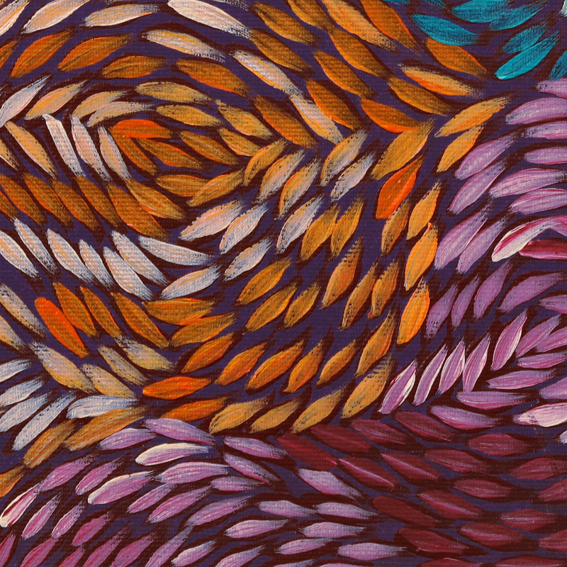 Aboriginal Artwork by Daphne Napurrula Marks, Yalka at Karrkurutinytja (Bush onion Dreaming at Lake Macdonald), 30x30cm