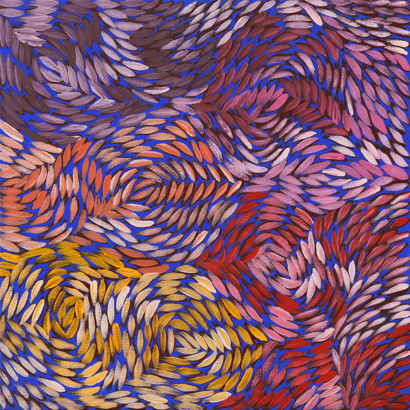 Aboriginal Artwork by Daphne Napurrula Marks, Yalka at Karrkurutinytja (Bush onion Dreaming at Lake Macdonald), 30x30cm