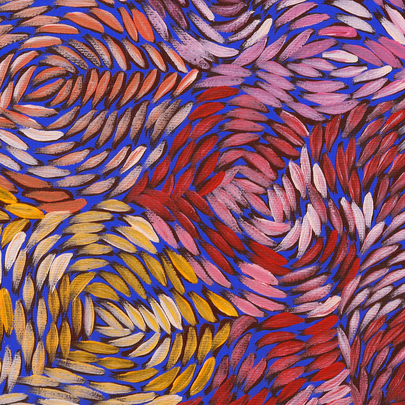 Aboriginal Artwork by Daphne Napurrula Marks, Yalka at Karrkurutinytja (Bush onion Dreaming at Lake Macdonald), 30x30cm