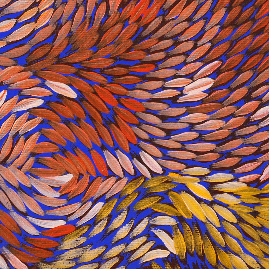 Aboriginal Artwork by Daphne Napurrula Marks, Yalka at Karrkurutinytja (Bush onion Dreaming at Lake Macdonald), 30x30cm