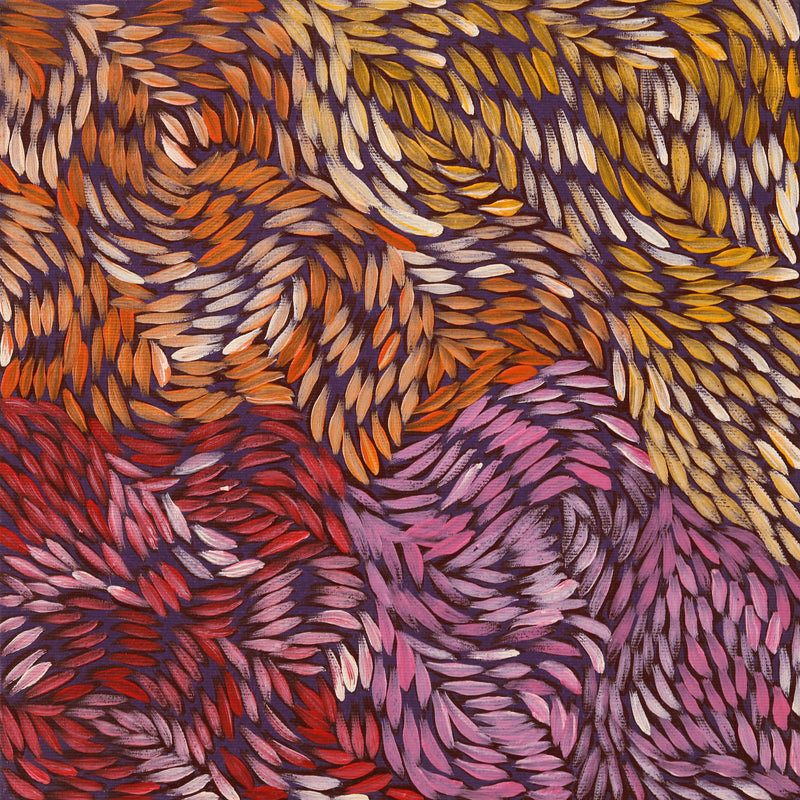 Aboriginal Artwork by Daphne Napurrula Marks, Yalka at Karrkurutinytja (Bush onion Dreaming at Lake Macdonald), 30x30cm