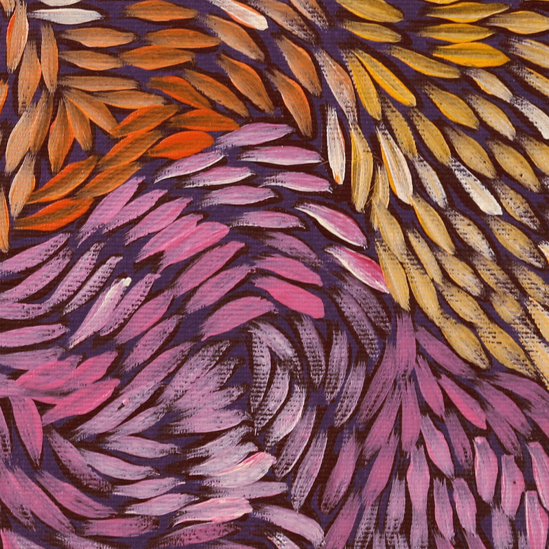 Aboriginal Artwork by Daphne Napurrula Marks, Yalka at Karrkurutinytja (Bush onion Dreaming at Lake Macdonald), 30x30cm
