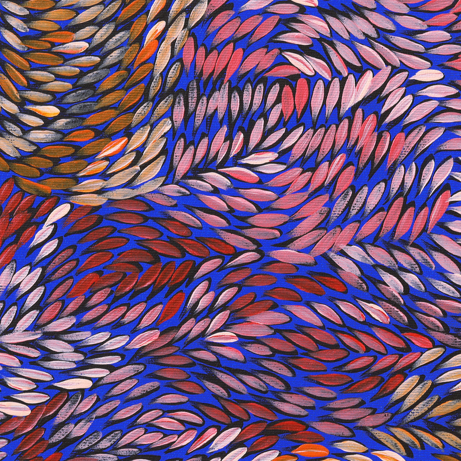 Aboriginal Artwork by Daphne Napurrula Marks, Yalka at Karrkurutinytja (Bush onion Dreaming at Lake Macdonald), 30x30cm