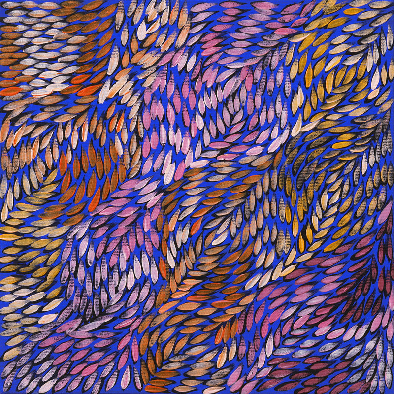 Aboriginal Artwork by Daphne Napurrula Marks, Yalka at Karrkurutinytja (Bush onion Dreaming at Lake Macdonald), 30x30cm