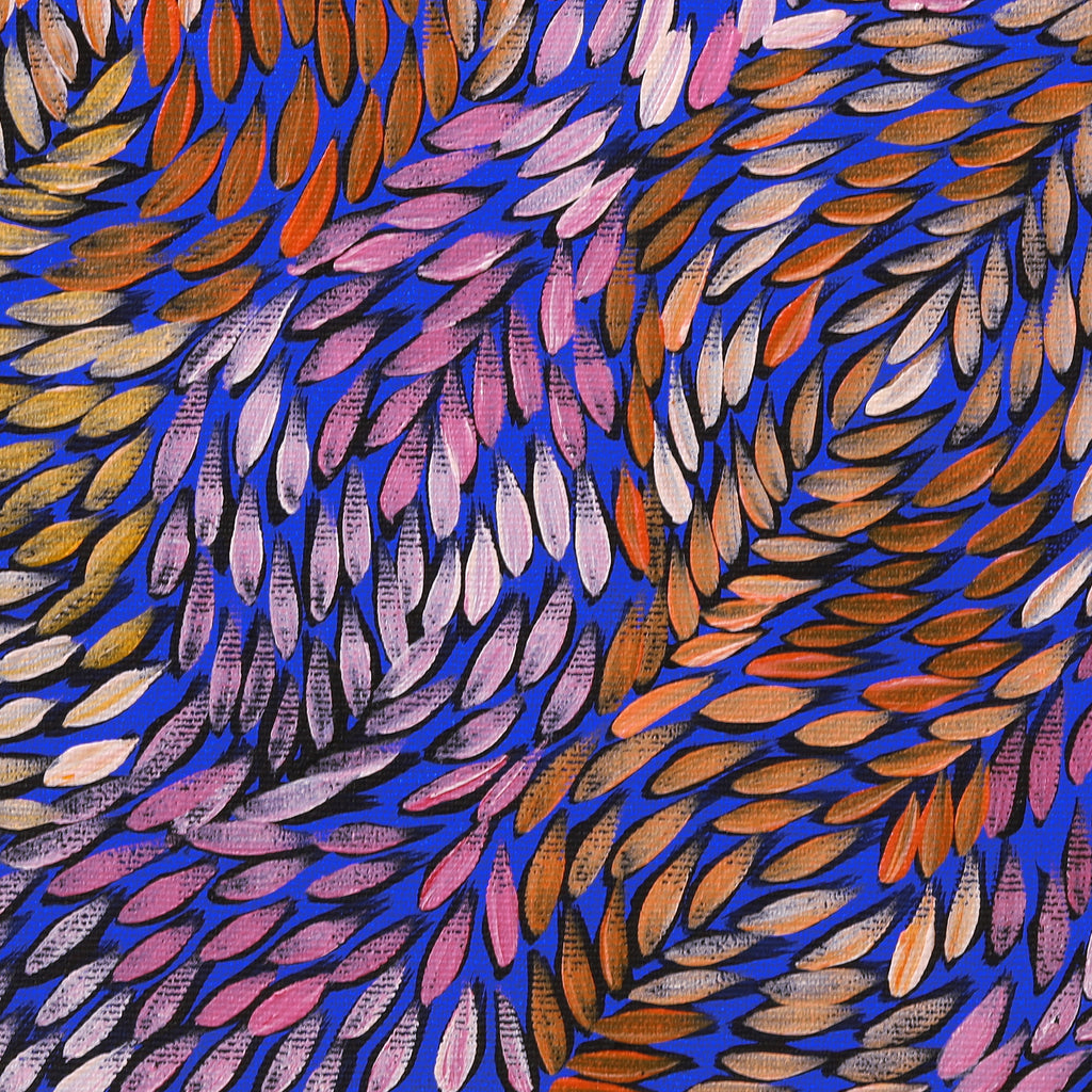 Aboriginal Artwork by Daphne Napurrula Marks, Yalka at Karrkurutinytja (Bush onion Dreaming at Lake Macdonald), 30x30cm