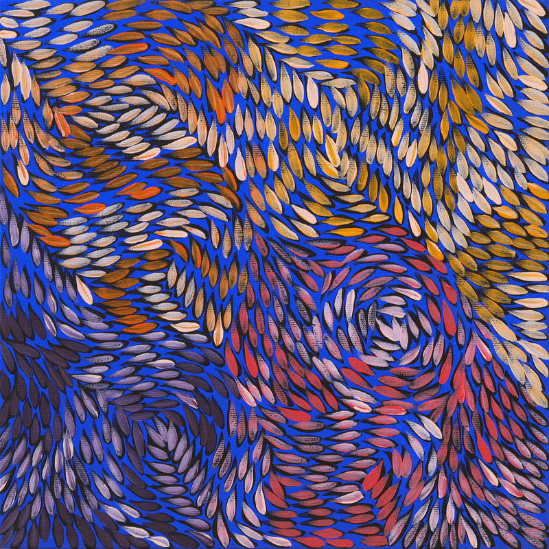Aboriginal Artwork by Daphne Napurrula Marks, Yalka at Karrkurutinytja (Bush onion Dreaming at Lake Macdonald), 30x30cm