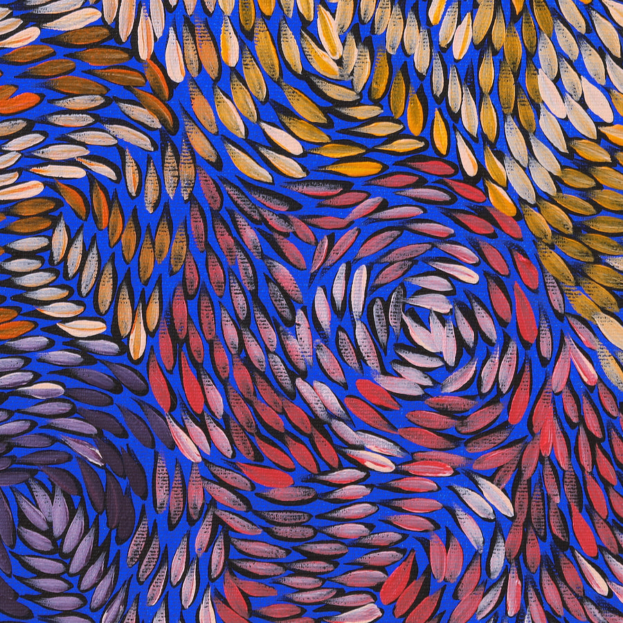 Aboriginal Artwork by Daphne Napurrula Marks, Yalka at Karrkurutinytja (Bush onion Dreaming at Lake Macdonald), 30x30cm