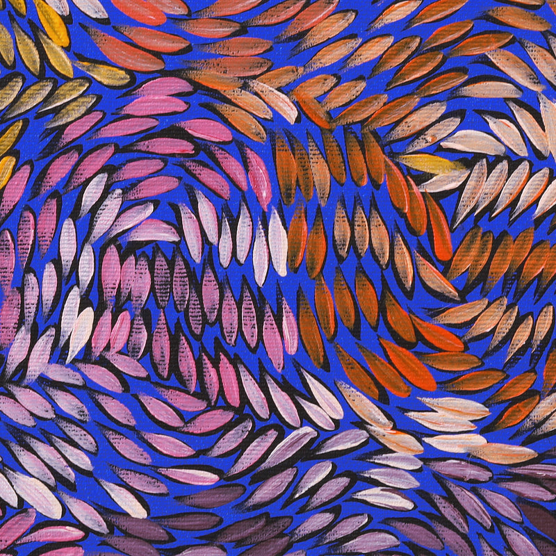 Aboriginal Artwork by Daphne Napurrula Marks, Yalka at Karrkurutinytja (Bush onion Dreaming at Lake Macdonald), 30x30cm