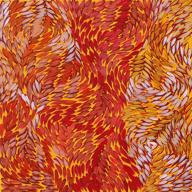 Aboriginal Artwork by Daphne Napurrula Marks, Yalka at Karrkurutinytja (Bush onion Dreaming at Lake Macdonald), 30x30cm