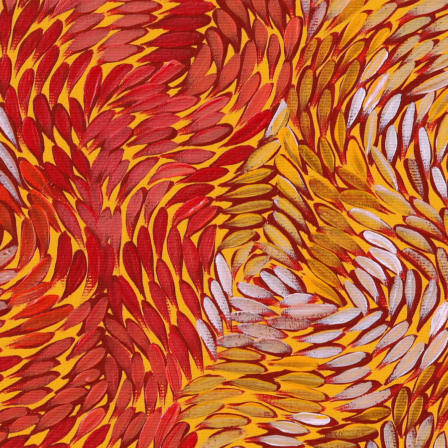 Aboriginal Artwork by Daphne Napurrula Marks, Yalka at Karrkurutinytja (Bush onion Dreaming at Lake Macdonald), 30x30cm