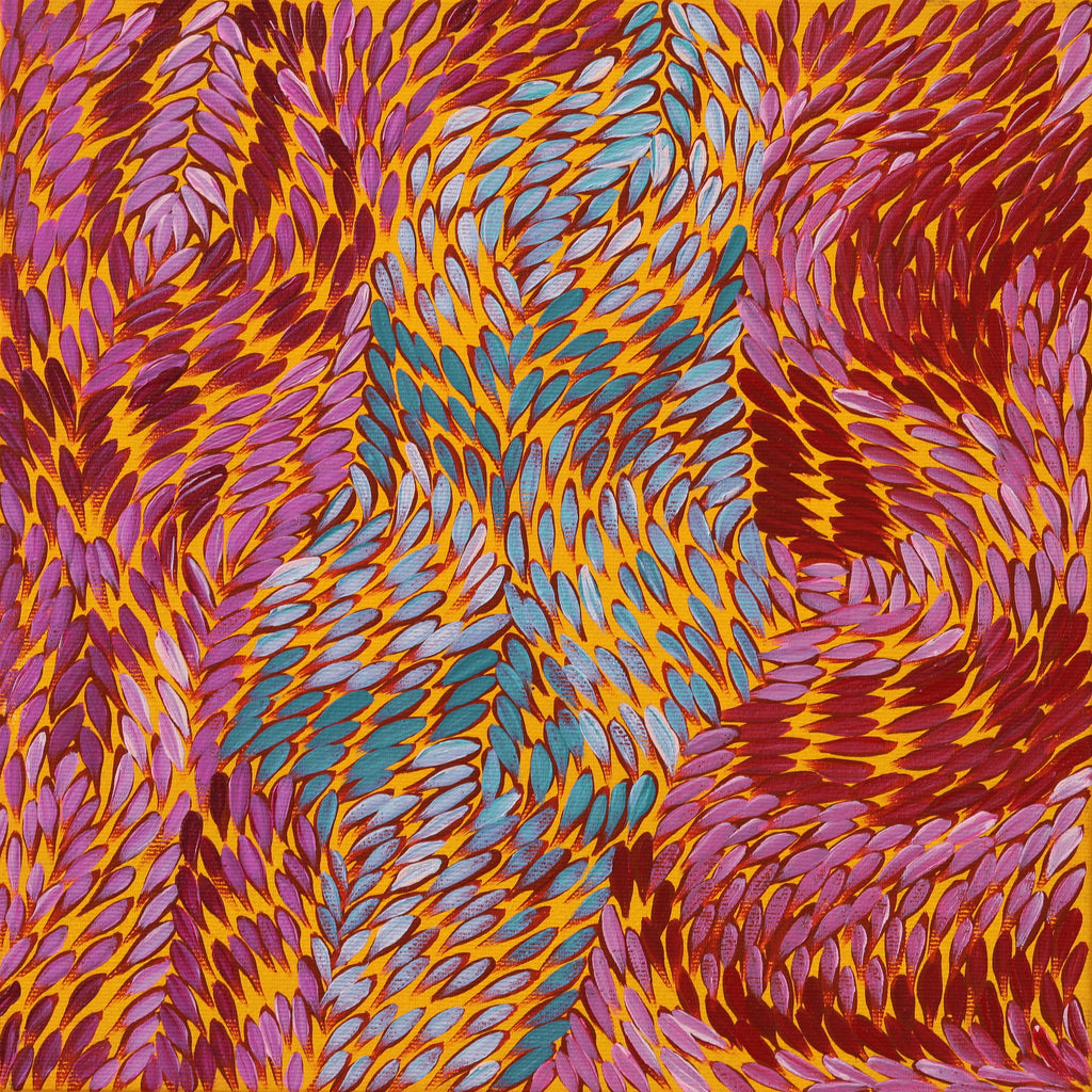 Aboriginal Artwork by Daphne Napurrula Marks, Yalka at Karrkurutinytja (Bush onion Dreaming at Lake Macdonald), 30x30cm