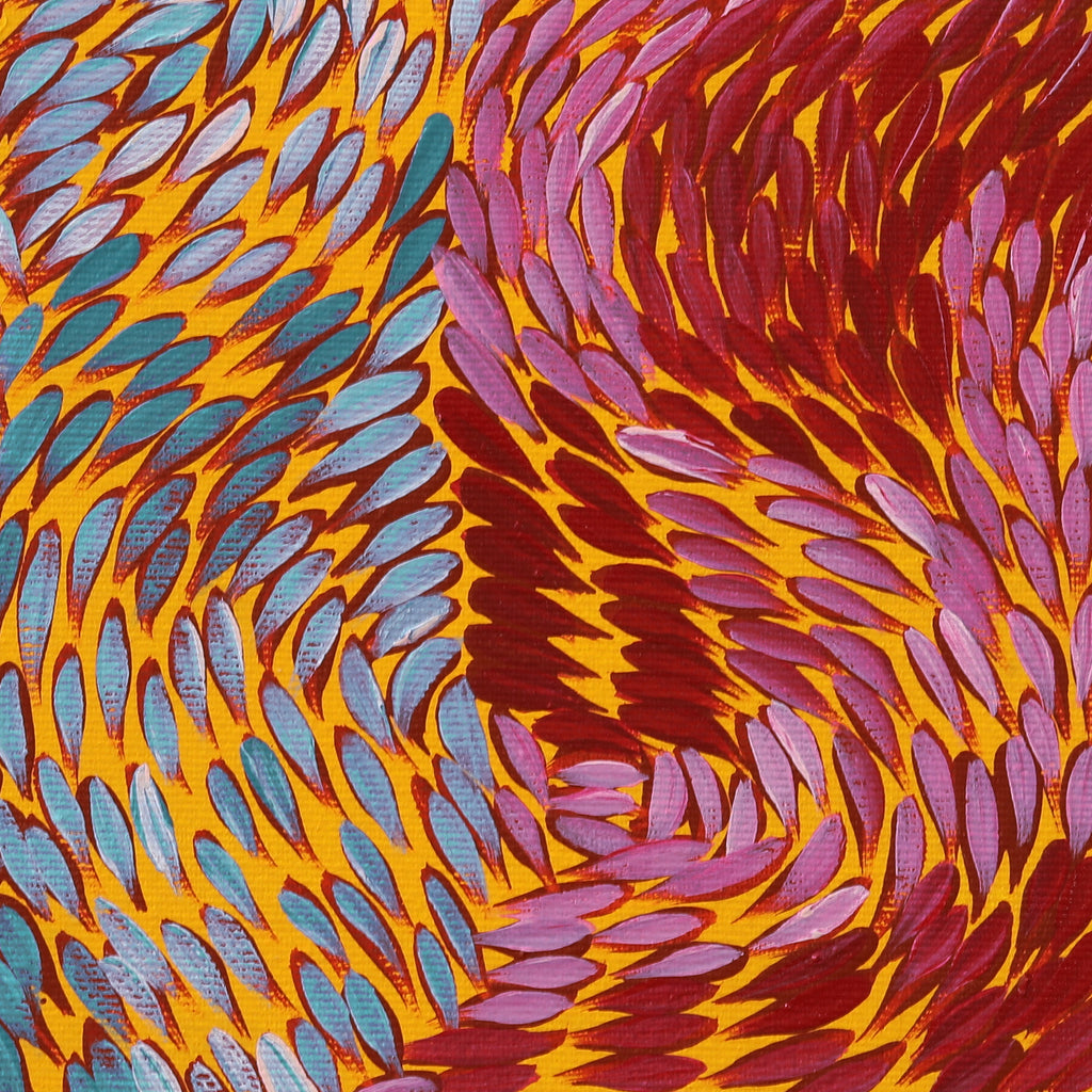 Aboriginal Artwork by Daphne Napurrula Marks, Yalka at Karrkurutinytja (Bush onion Dreaming at Lake Macdonald), 30x30cm