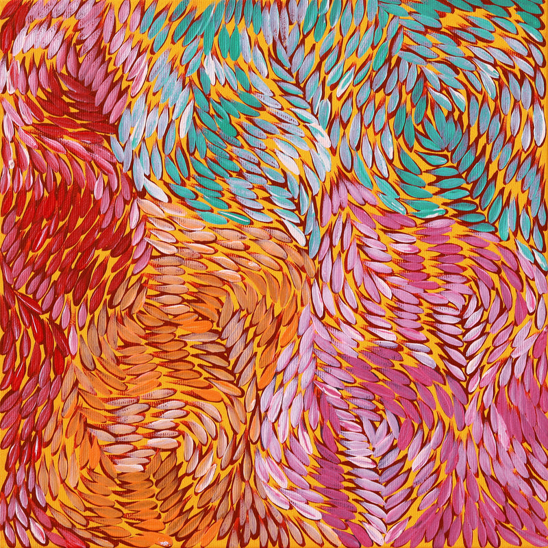 Aboriginal Artwork by Daphne Napurrula Marks, Yalka at Karrkurutinytja (Bush onion Dreaming at Lake Macdonald), 30x30cm