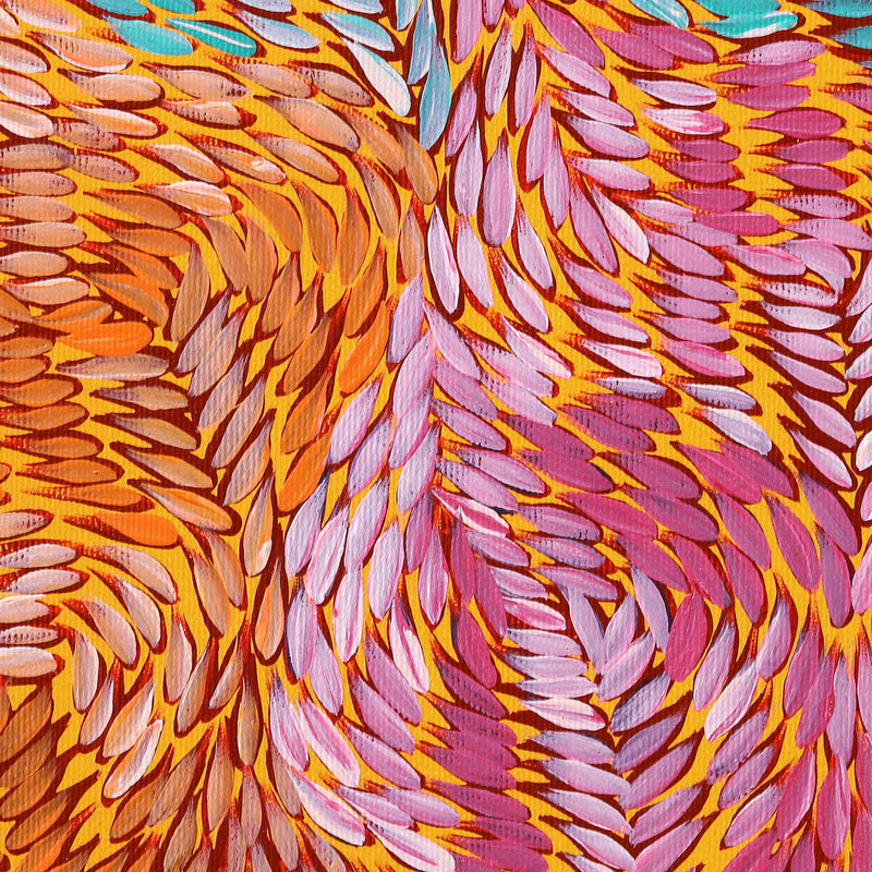 Aboriginal Artwork by Daphne Napurrula Marks, Yalka at Karrkurutinytja (Bush onion Dreaming at Lake Macdonald), 30x30cm