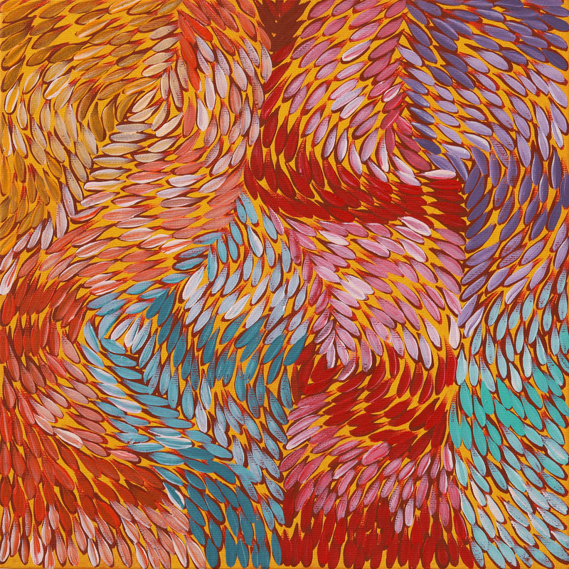 Aboriginal Artwork by Daphne Napurrula Marks, Yalka at Karrkurutinytja (Bush onion Dreaming at Lake Macdonald), 30x30cm