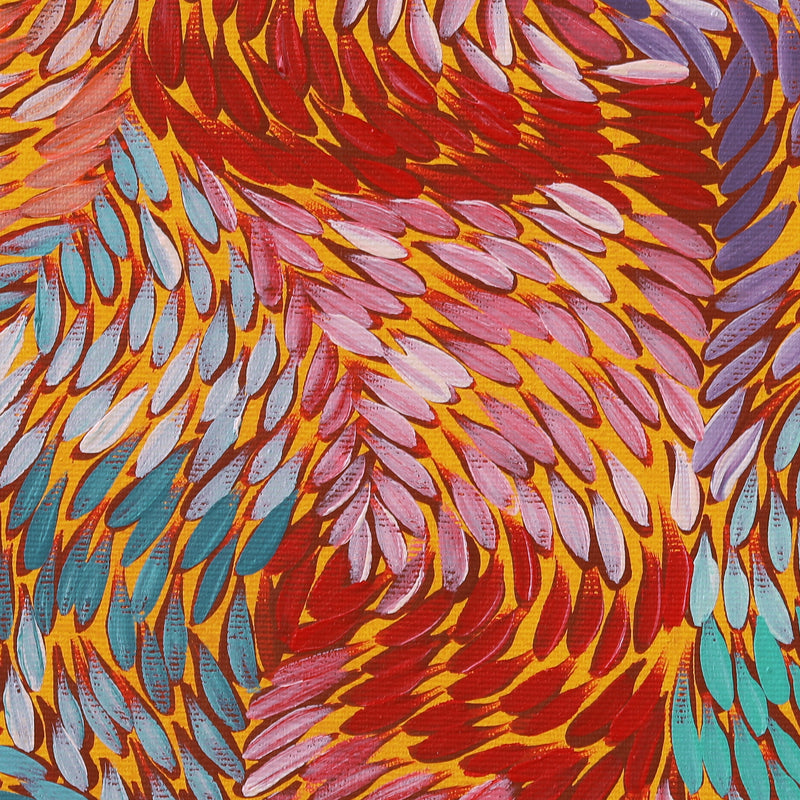 Aboriginal Artwork by Daphne Napurrula Marks, Yalka at Karrkurutinytja (Bush onion Dreaming at Lake Macdonald), 30x30cm