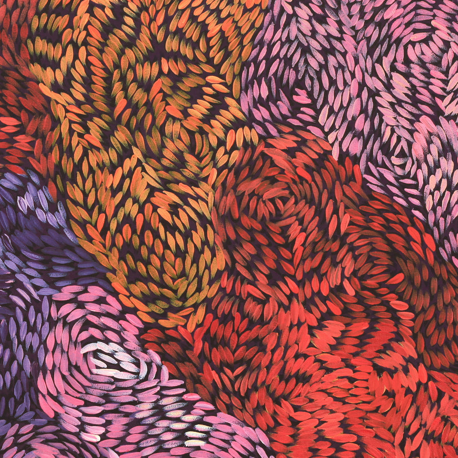 Aboriginal Artwork by Daphne Napurrula Marks, Yalka at Karrkurutinytja (Bush onion Dreaming at Lake Macdonald), 60x60cm